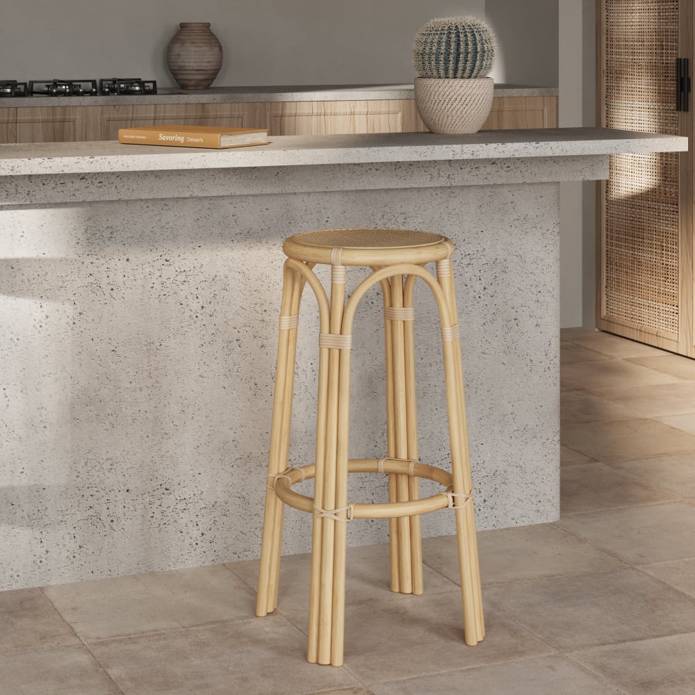 Tabouret de bar 77 cm en rotin