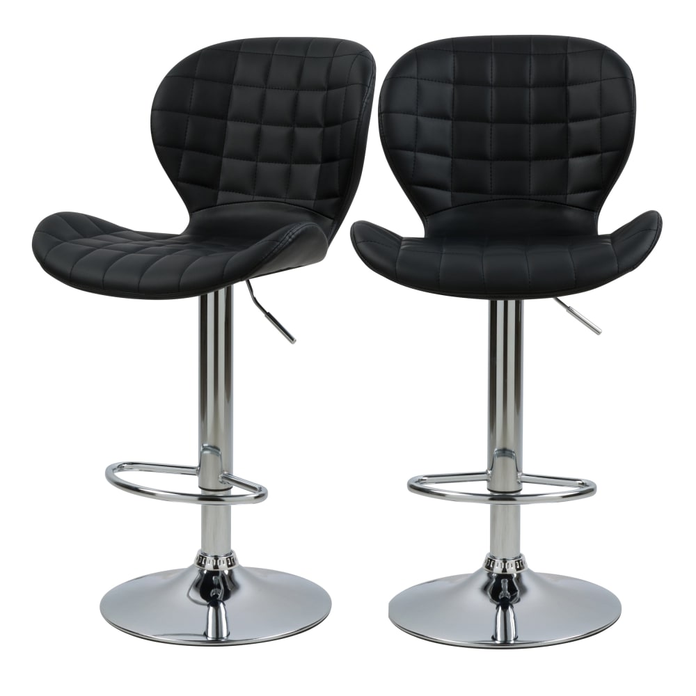 Set de 2 sillas de bar ajustables 53/74 cm en piel sintética negra
