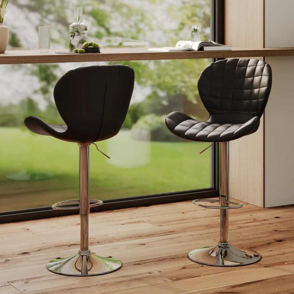 Set de 2 sillas de bar ajustables 53/74 cm en piel sintética negra - Maisons du Monde