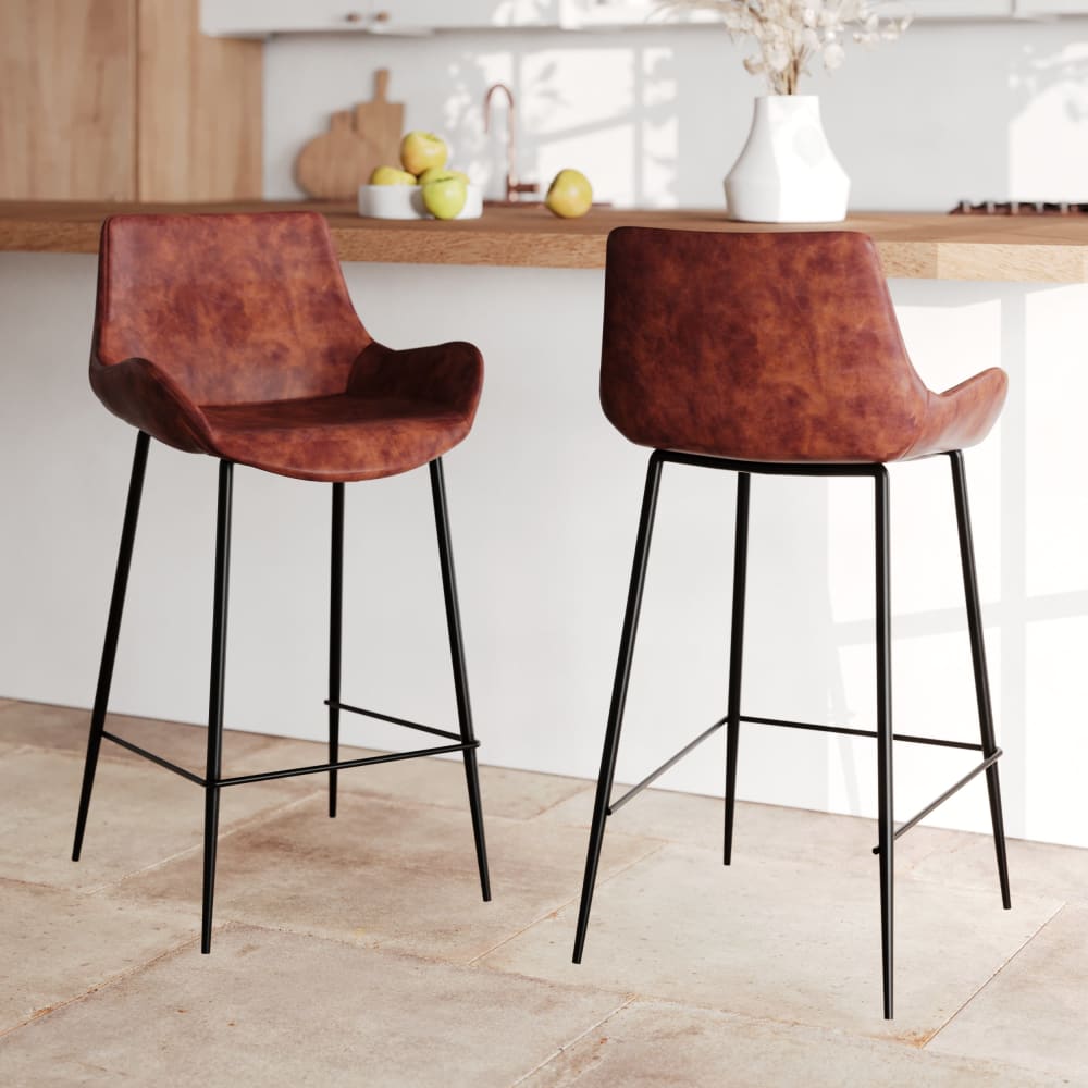 Set di 2 sedie per isola centrale 65 cm in pelle sintetica