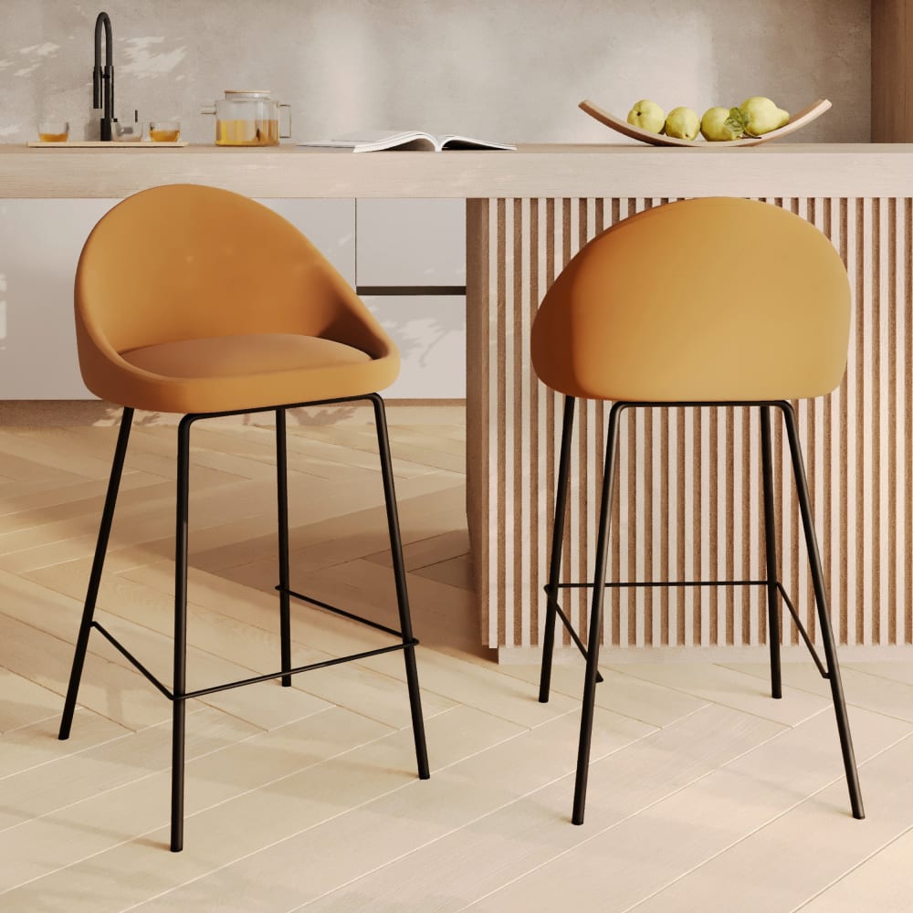 Set di 2 sedie per isola centrale 65 cm in pu cannella - Maison
