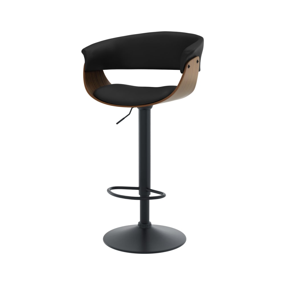 Sgabello da bar regolabile e girevole 59/81 cm in ecopelle nera - Modello Vintage - Nero - LEGNO