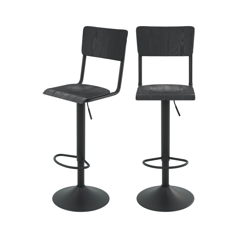 Set di 2 sgabelli da bar regolabili 60/80 cm in legno nero - Modello Vintage - LEGNO