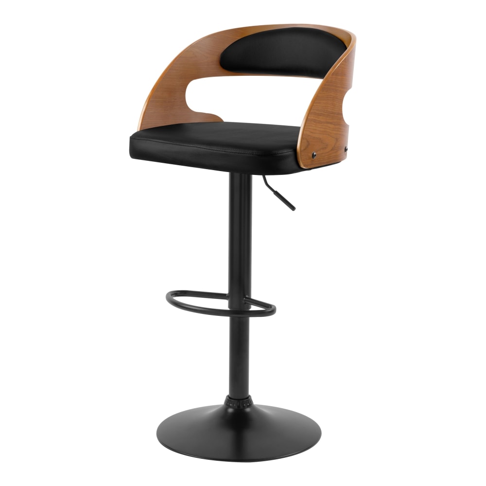 Maison Pavane Verstellbarer und drehbarer Barstuhl 62/84 cm aus schwarzem Kunstleder style vintage - Holz