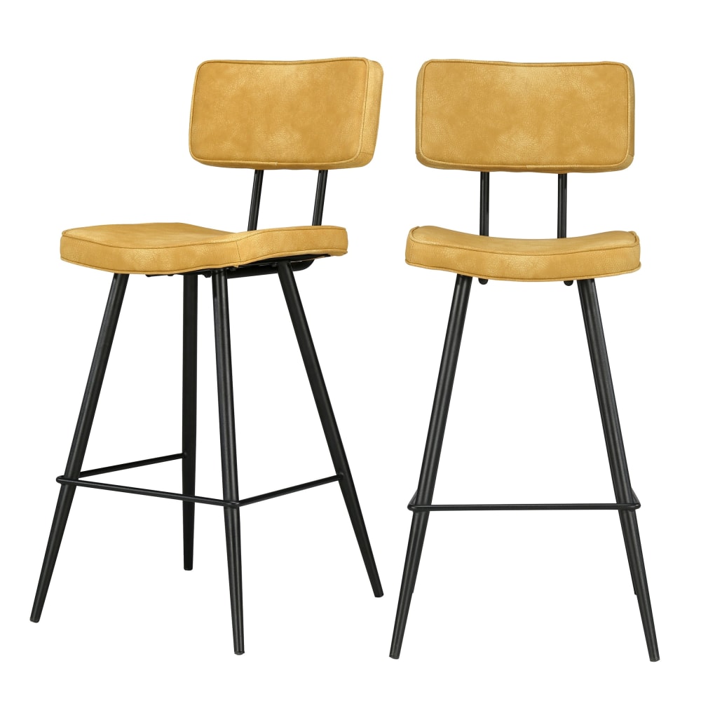Set de 2 taburetes para isla de cocina de sintético amarillo 66 cm
