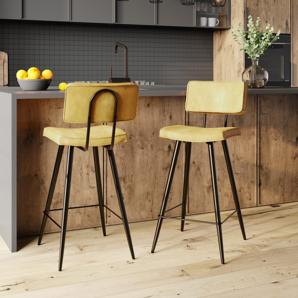 Set di 2 sgabelli da bar di altezza media 66 cm in similpelle