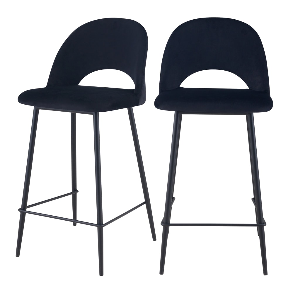 Maison Pavane Set mit 2 Stühlen für eine 65 cm hohe Insel aus schwarzem Samt style classic chic - Samt