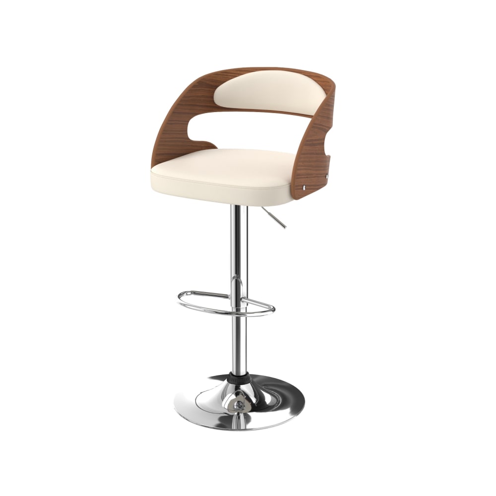 Chaise de bar réglable 62/84 cm et pivotante en cuir synthétique blanc