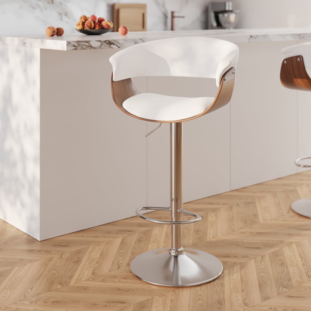 Silla de bar ajustable 59/81 cm en piel sintética blanca - Maisons du Monde