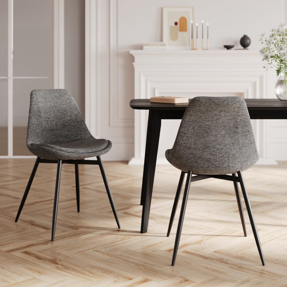 Set de 2 sillas de tejido gris oscuro con patas de metal - Maisons du Monde