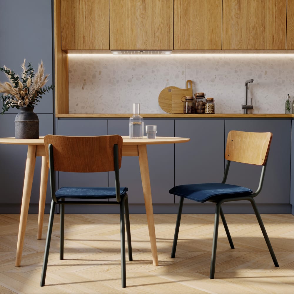 Set di 2 sedie in legno scuro e velluto blu - Maison Pavane