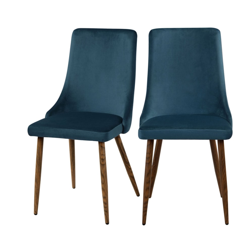 Set de 2 sillas de terciopelo azul