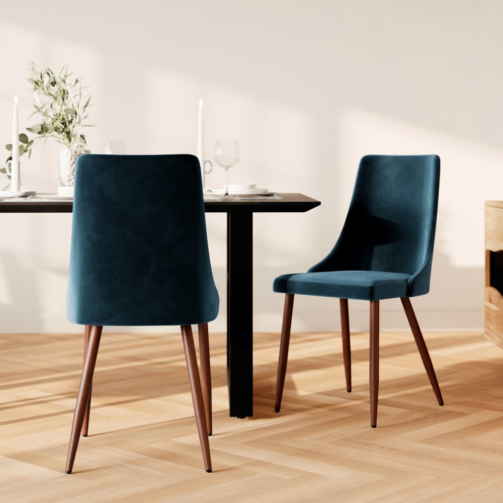 Set di 2 sedie in velluto blu - Maison Pavane