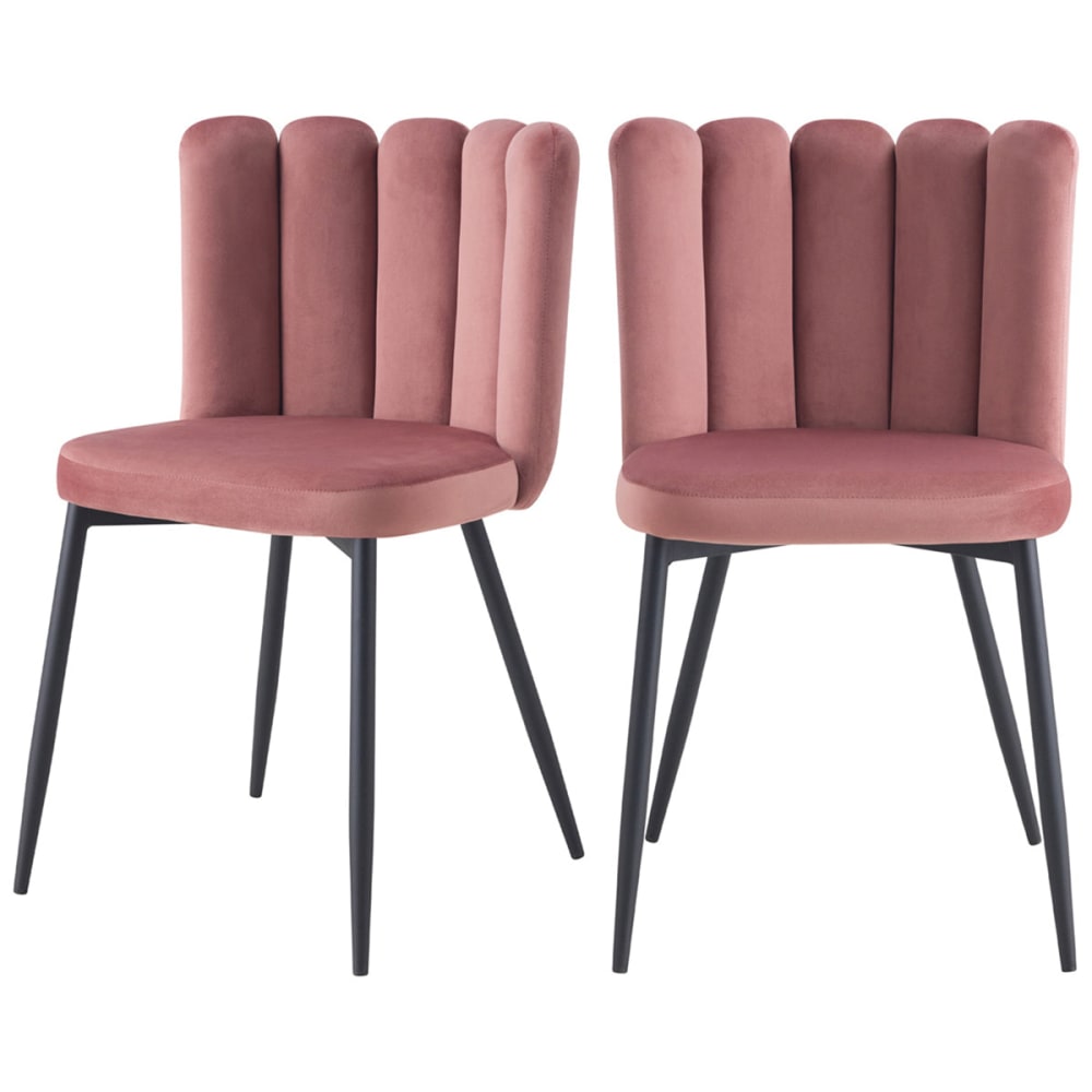 Lot de 2 chaises en velours - rose