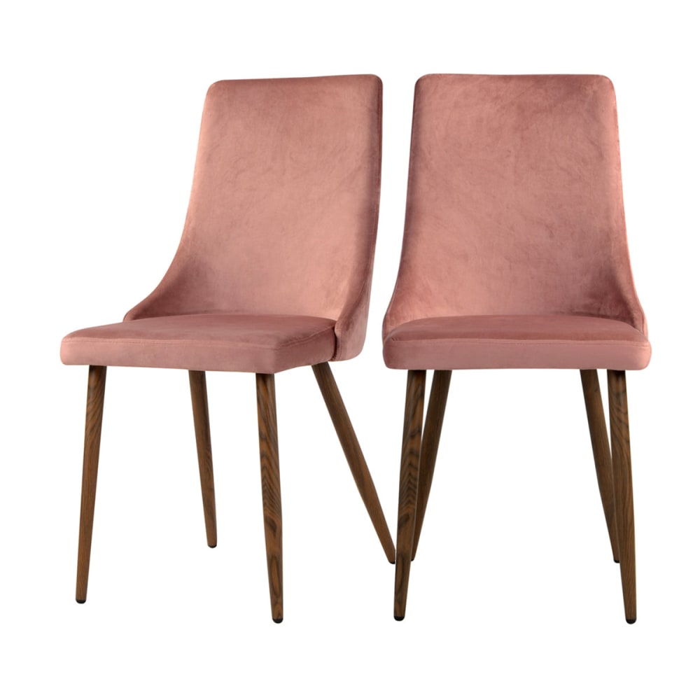 Set de 2 sillas de terciopelo rosa