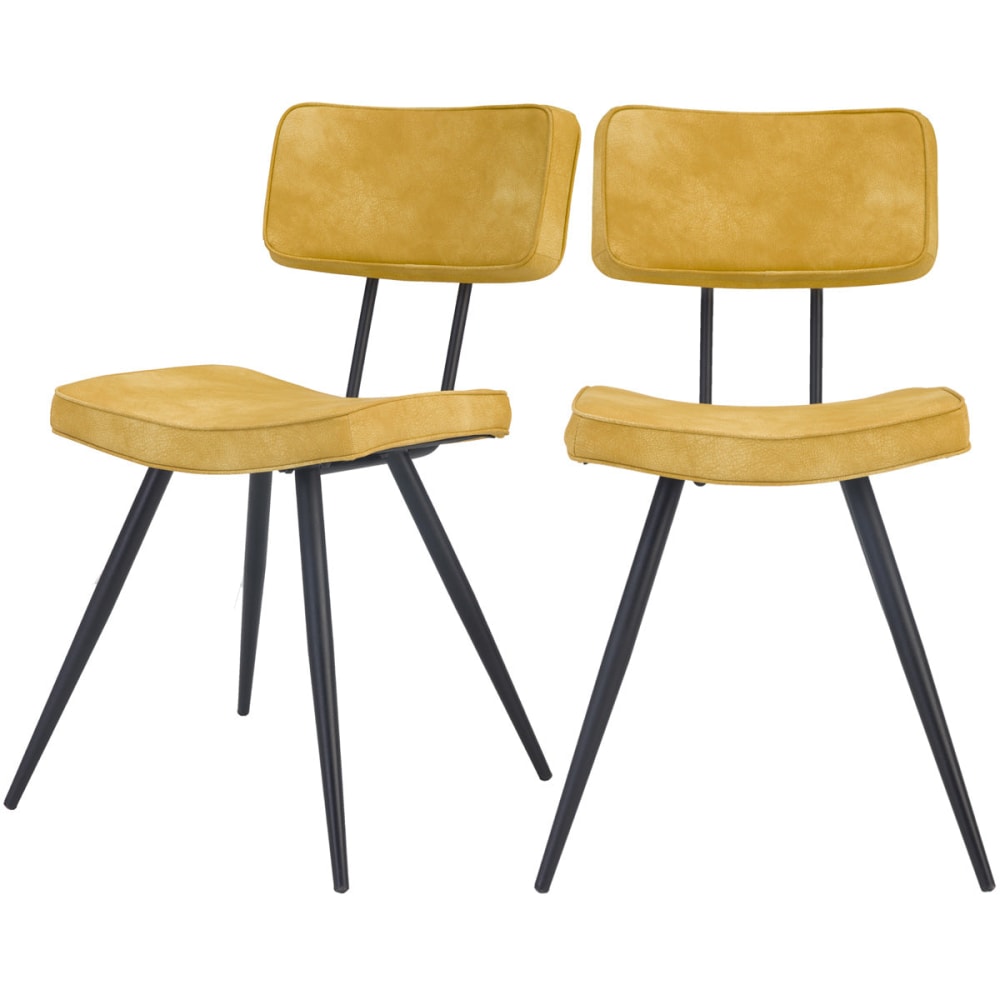 Set de 2 sillas de piel sintética, amarilla