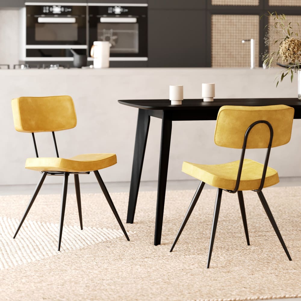Set aus 2 Stühlen aus gelbem Kunstleder - Maisons Du Monde