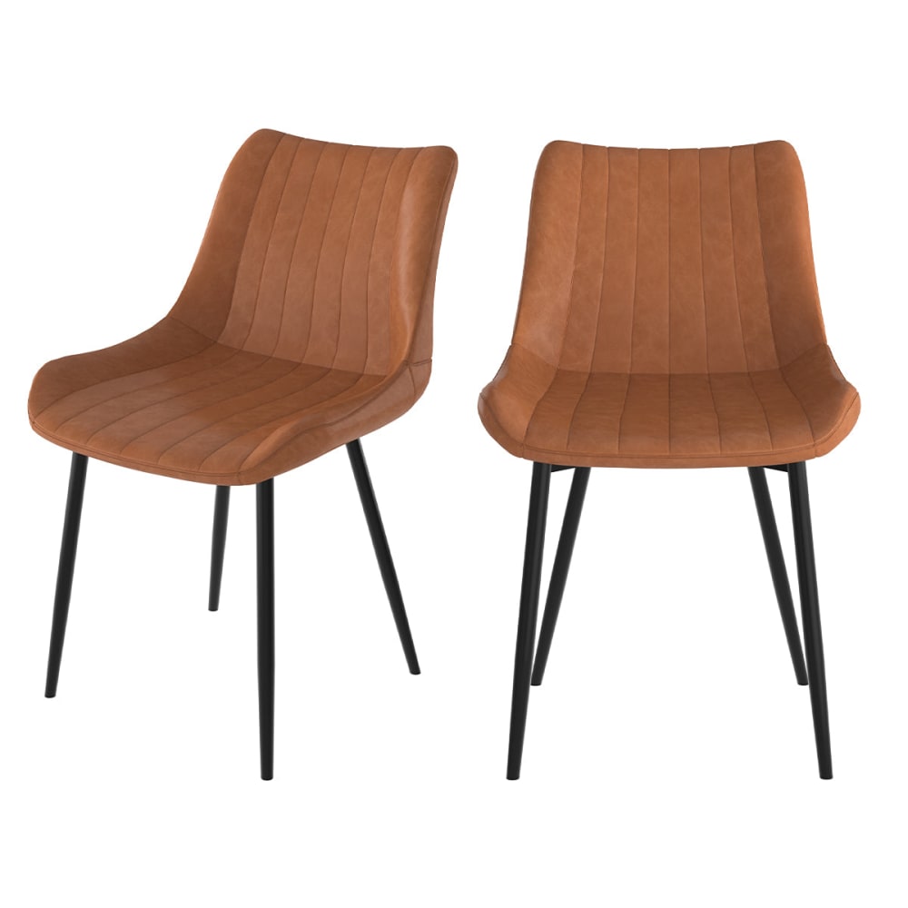 Maison Pavane Set aus 2 Stühlen aus braunem Kunstleder und schwarzem Metall style vintage - Pvc - Polyvinlychlorid