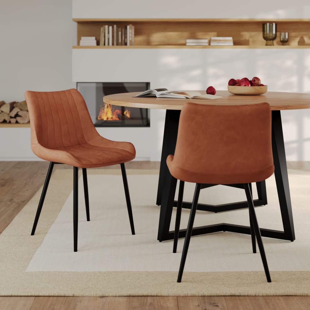 Set di 2 sedie in similpelle camel e metallo nero - Maison Pavane