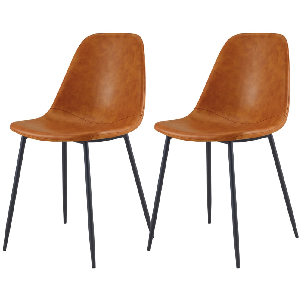 Maison Pavane 2er Set von Stühlen aus künstlichem Leder in Kamel-Farbe style industrial Braun Pvc - Polyvinlychlorid