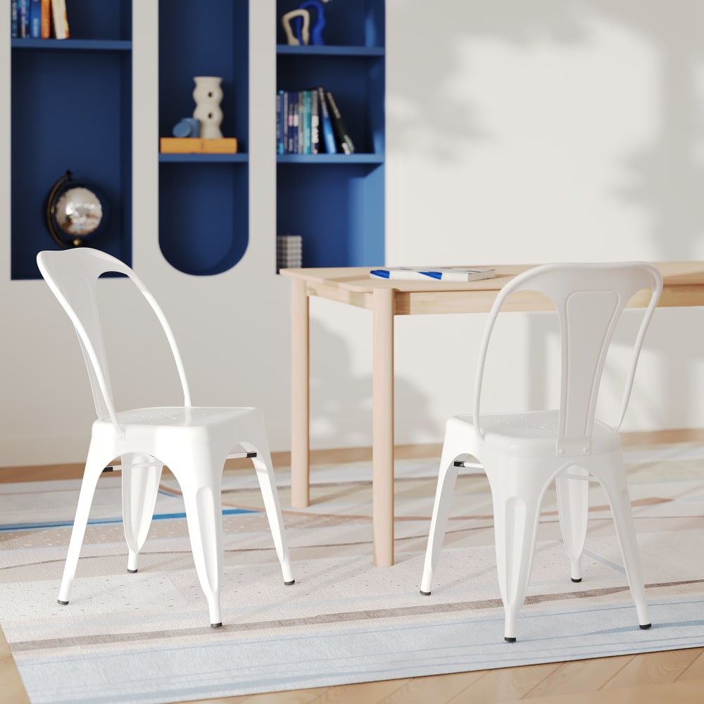 Set aus 2 matten weißen Metallstühlen - Maisons Du Monde