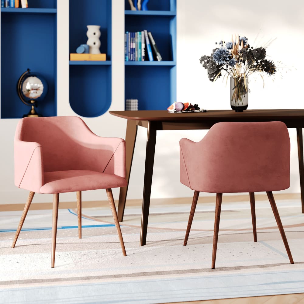 Set di 2 sedie con braccioli in velluto rosa - Maison Pavane