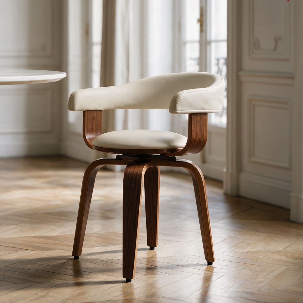 Silla con reposabrazos de cuero artificial blanco - Maisons du Monde