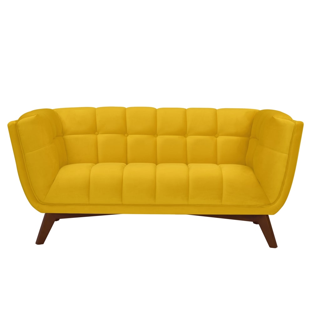 Canapé 2 places en velours jaune