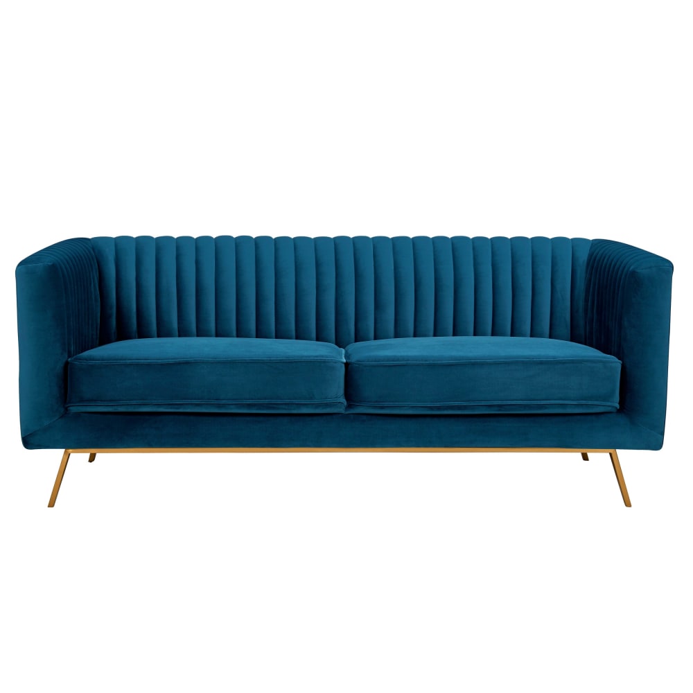 Maison Pavane Zweisitzer-Sofa aus dunkelblauem Samt style classic chic - Samt