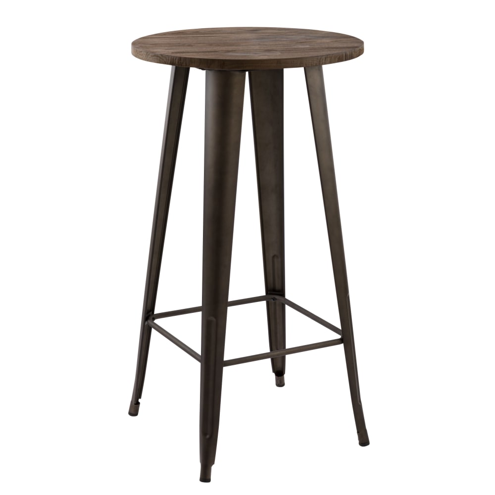 Mesa de bar redonda para 2 personas en madera oscura d60 cm