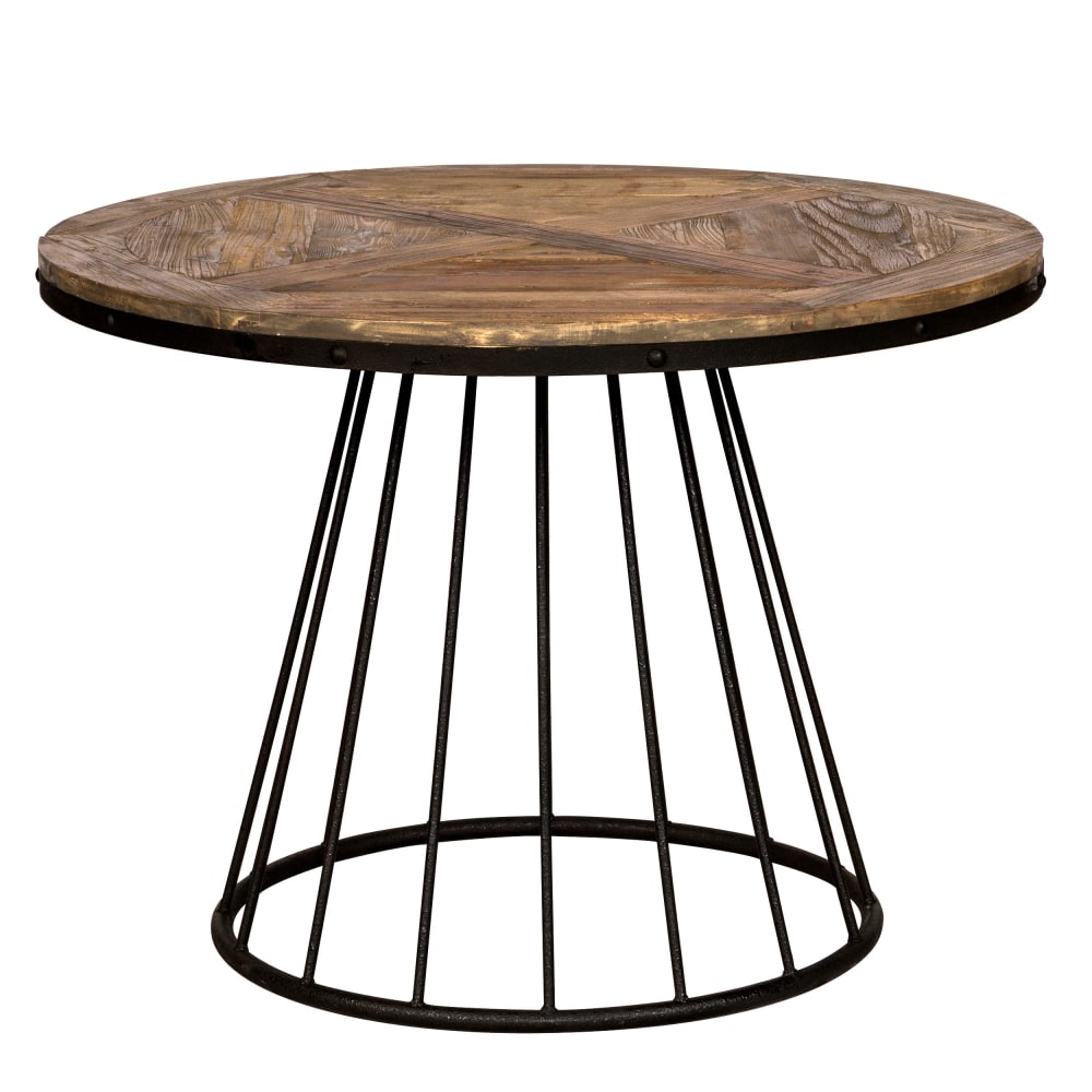 Maison Pavane Runder Tisch für 5 Personen aus Zedernholz mit Metallbeinen D110 cm style industrial Braun