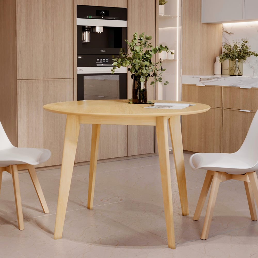 Mesa de comedor redonda de madera clara, 4 personas - Maisons du Monde