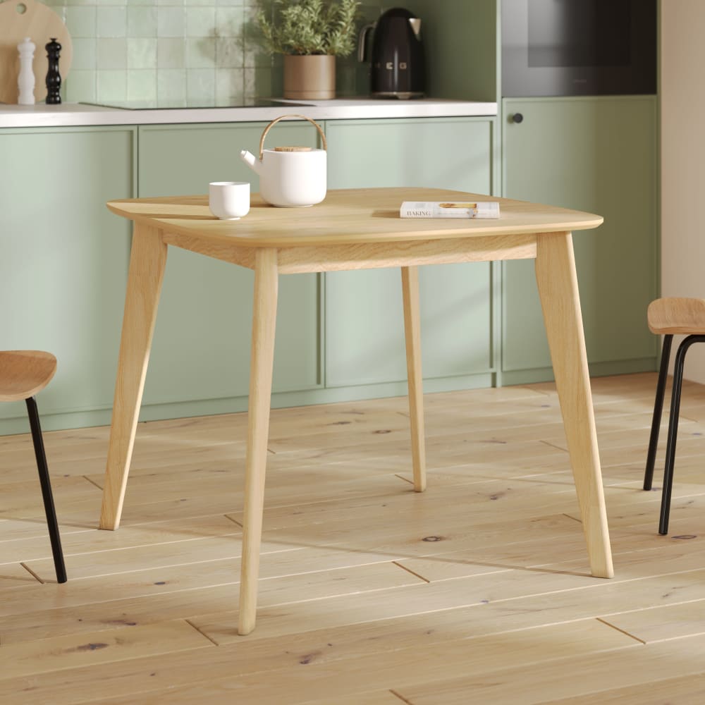Tavolo quadrato per 4 persone in legno chiaro naturale 90 cm -
