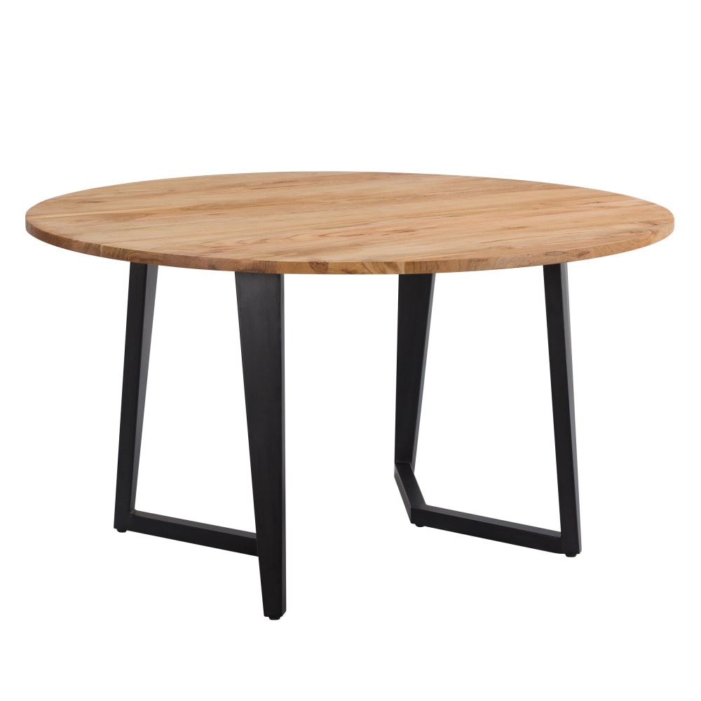 Maison Pavane Runder Esstisch aus Akazienholz für 8 Personen, 140cm style industrial Braun