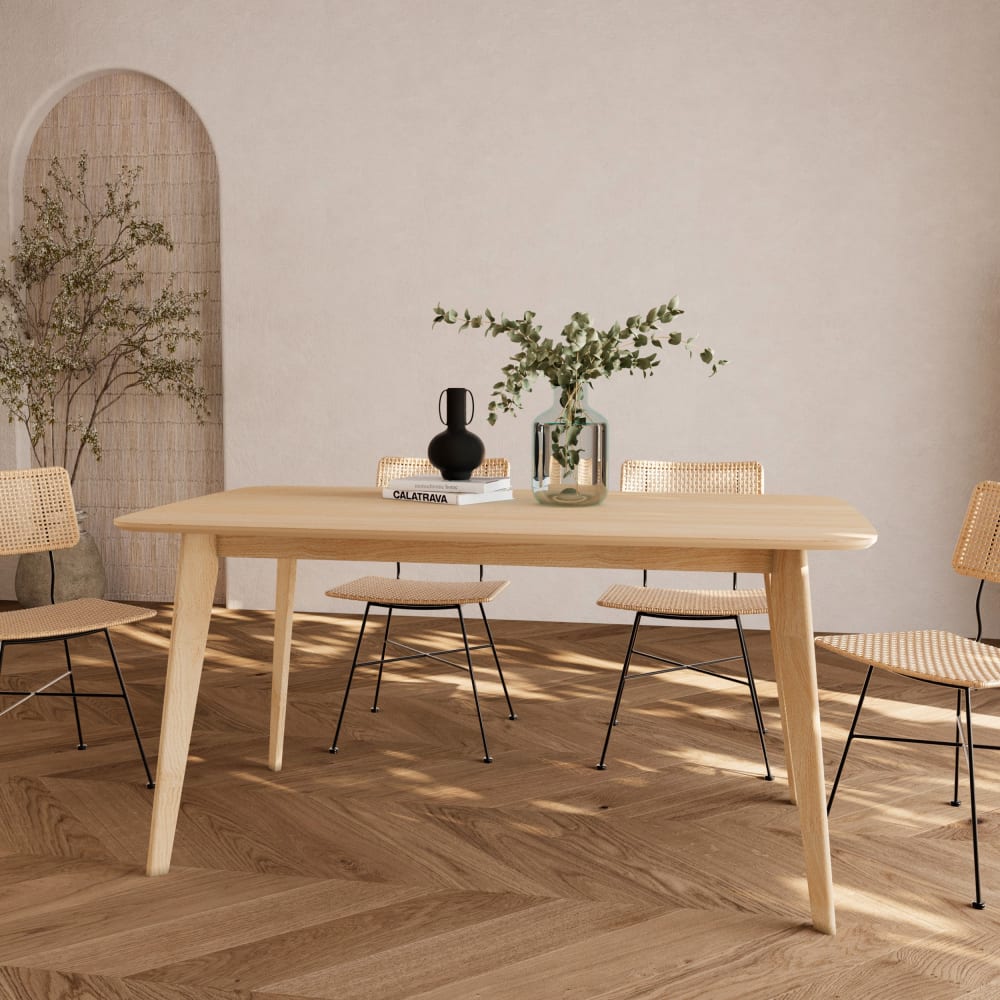Mesa de comedor rectangular de madera clara, 6 personas - Maisons du Monde