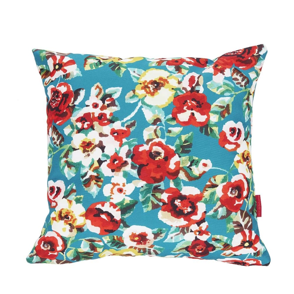 Housse de coussin extérieur 45x45 cm motif fleuri vert