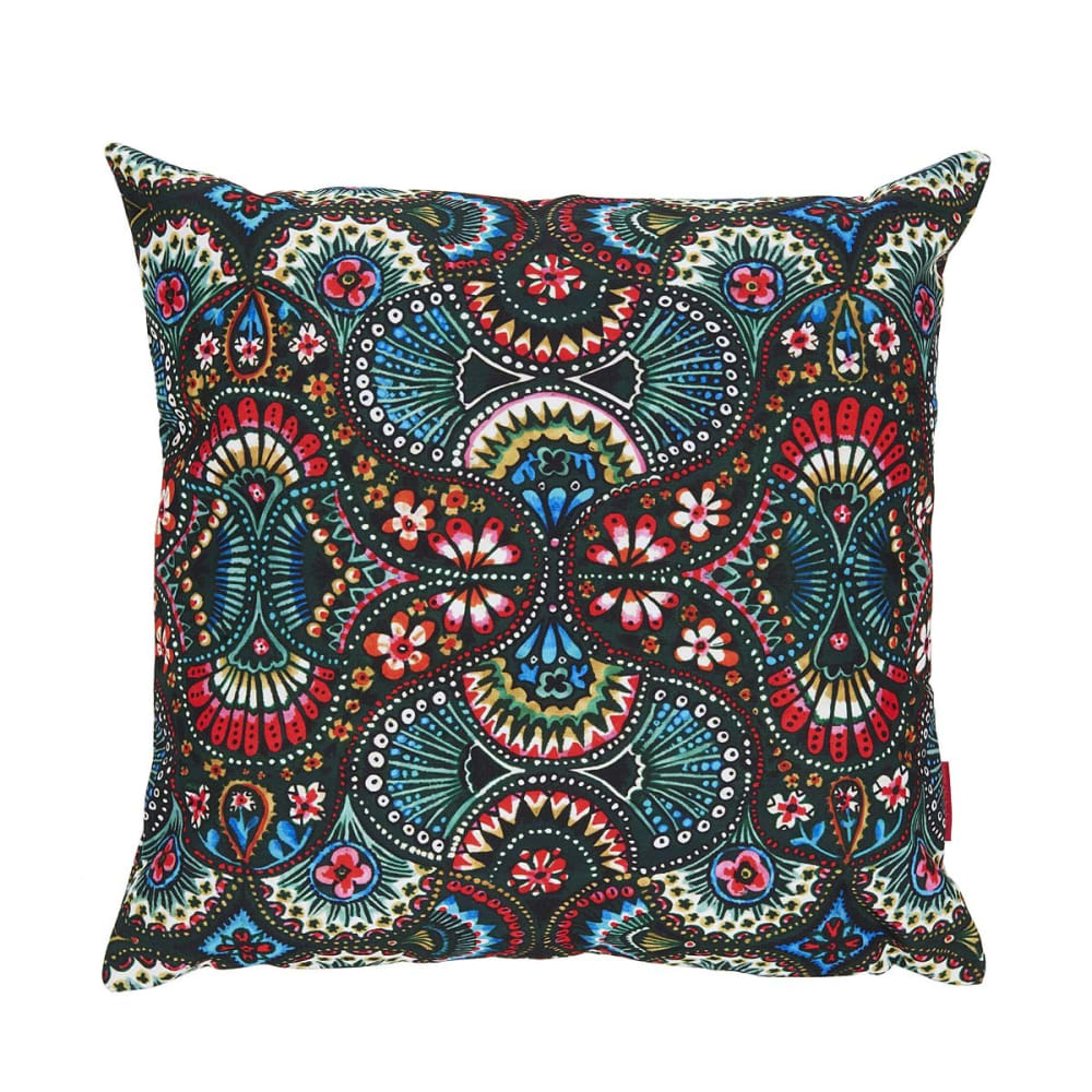 Vent de Bohème Housse de coussin extérieur 45x45 cm motif fleuri noir style contemporain - Pes - Polyester