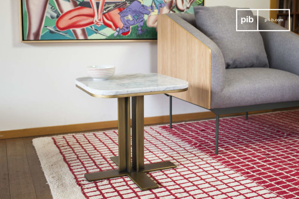 Mesa auxiliar de marmol blanco y metal - Maisons du Monde