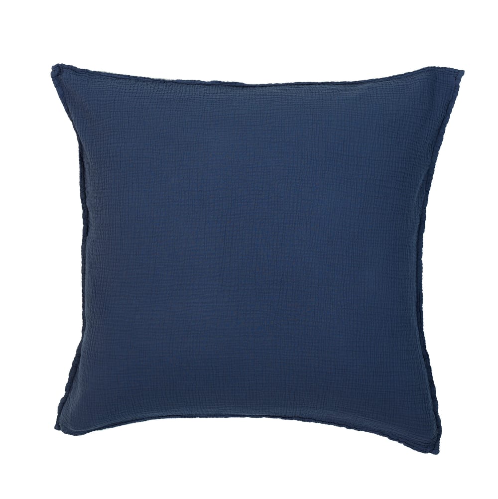 Funda de almohada gasa de algodón azul noche 65 X 65 cm