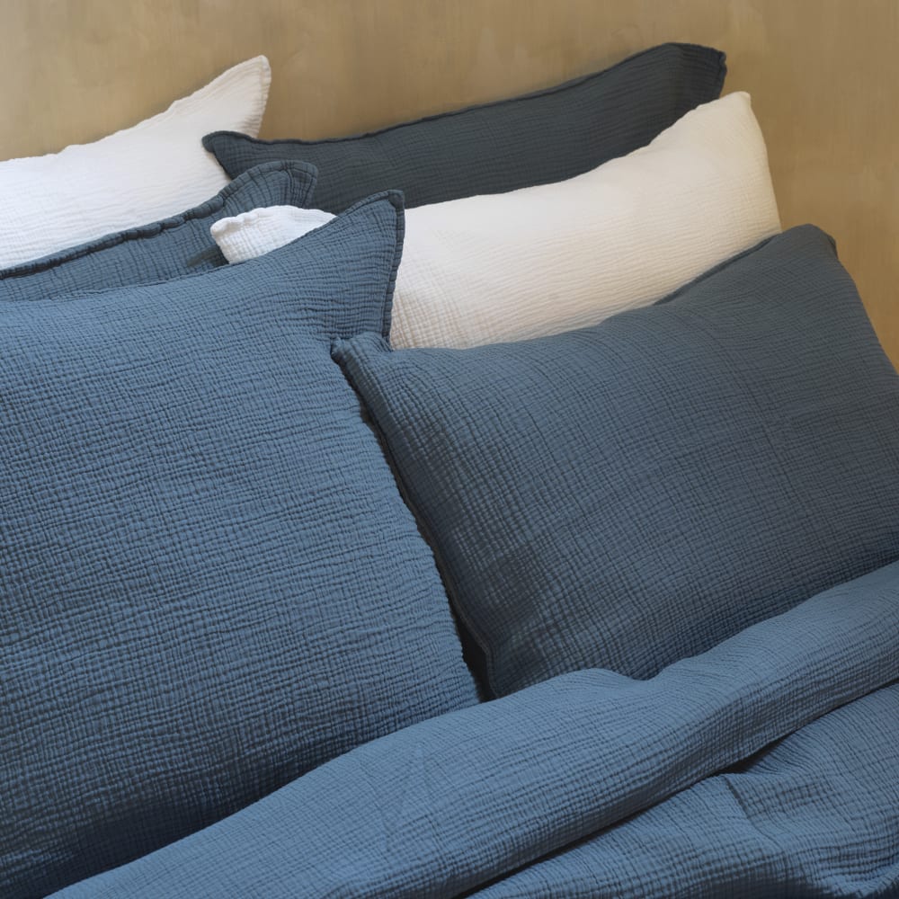 Housse de couette gaze de coton bleu orage 260X240 CM — vue 3