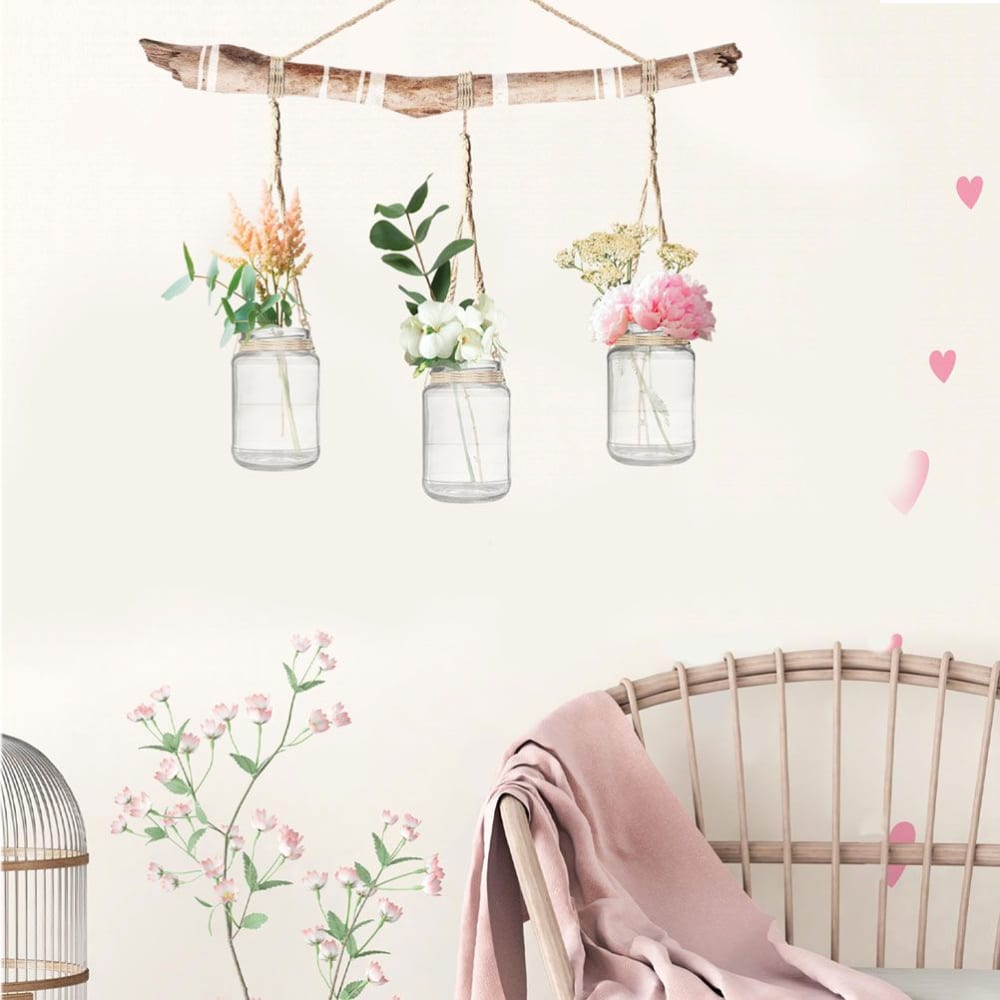 Stickers muraux bocaux et fleurs 62x65cm - Maisons du Monde