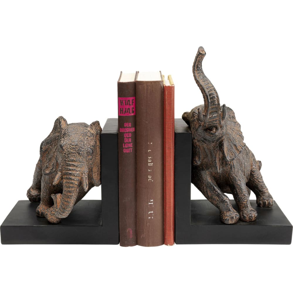 KARE DESIGN Vous aimez la nature et les animaux ? Complétez votre décoration avec ce serre-livres composé de deux éléphants. Dessous antidérapant.