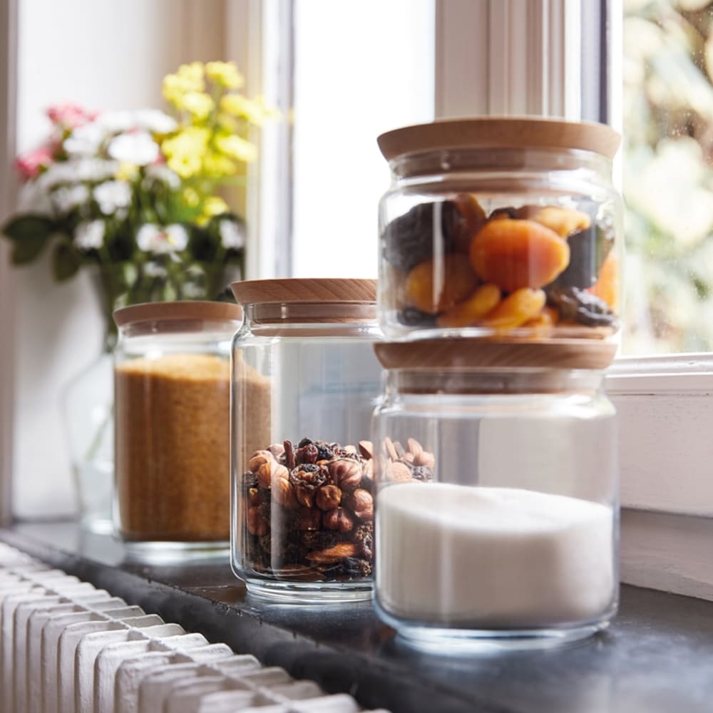 Bocal en verre couvercle bois 0,75L - Maisons du Monde