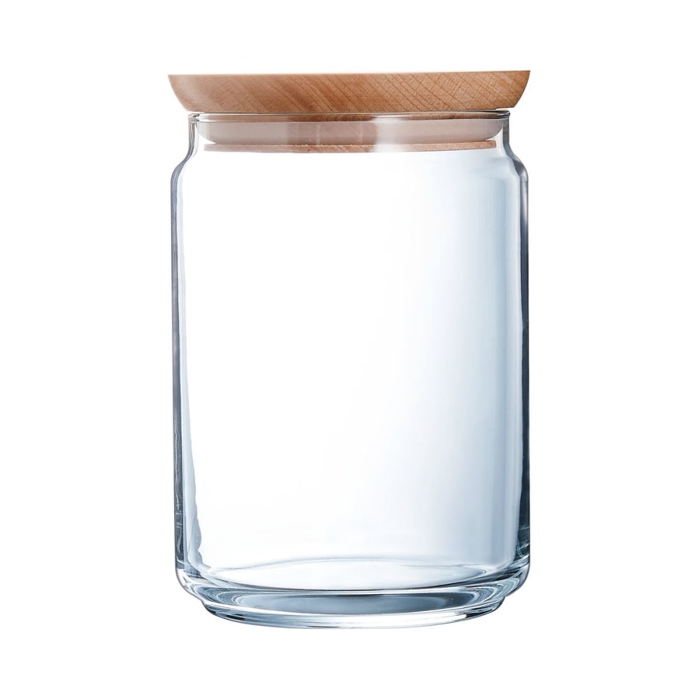 Luminarc Bocal en verre couvercle bois 1L Transparent