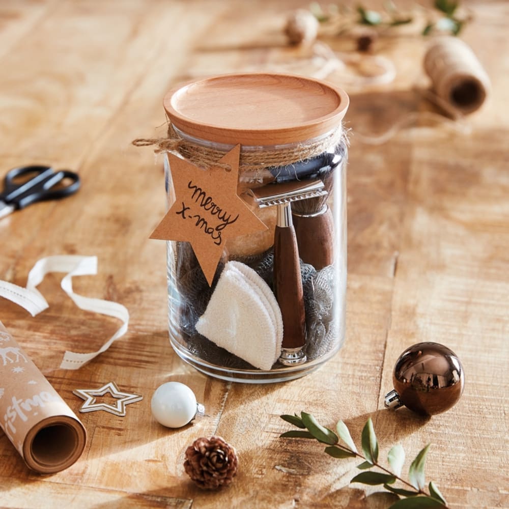 Bocal en verre couvercle bois 1L - Maisons du Monde