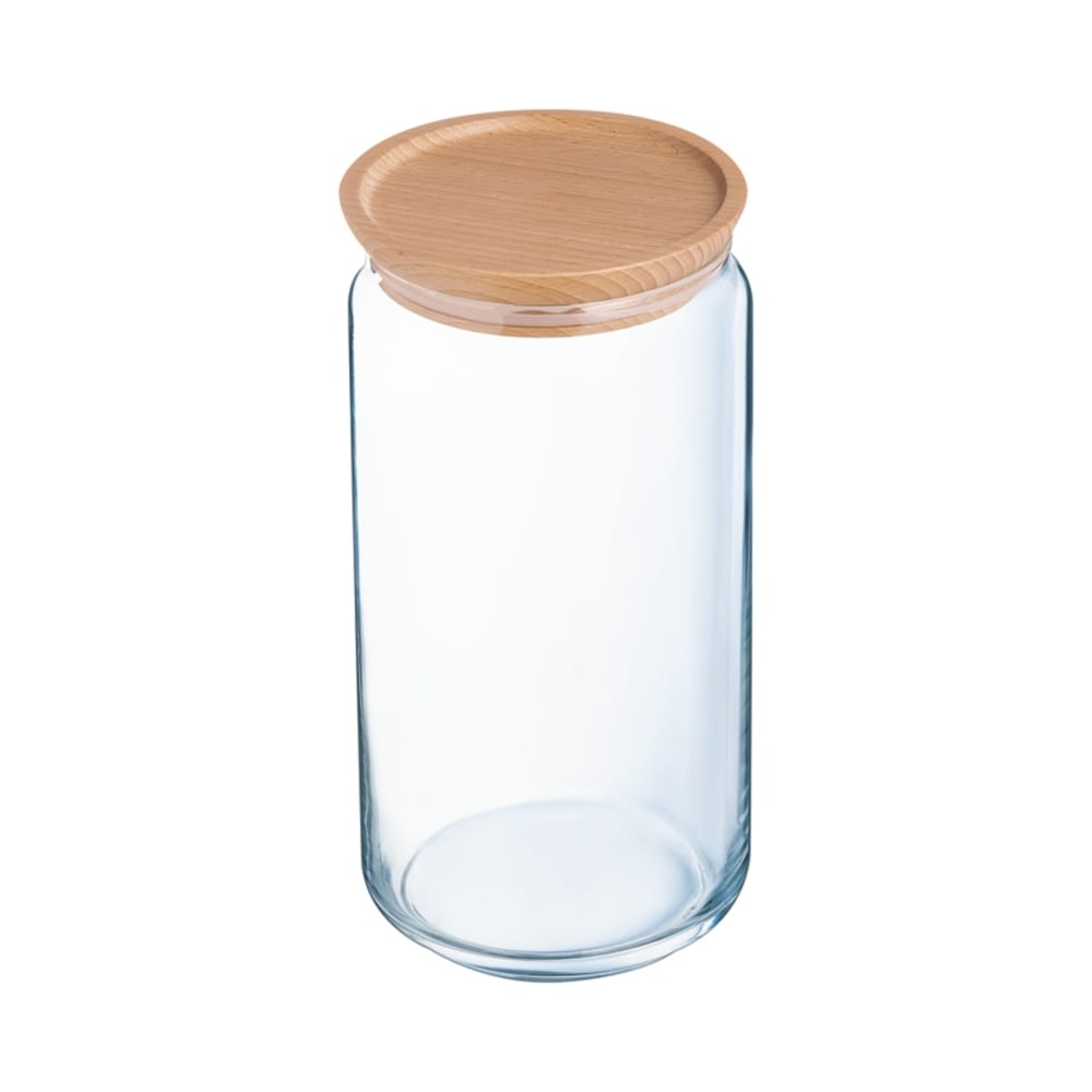 Luminarc Bocal en verre couvercle bois 1,5L Transparent