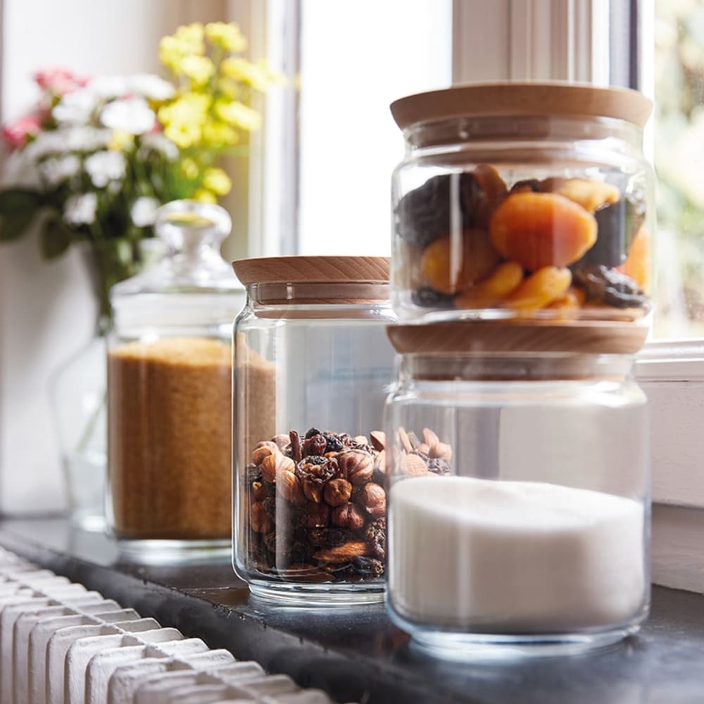 Bocal en verre couvercle bois 1,5L - Maisons du Monde
