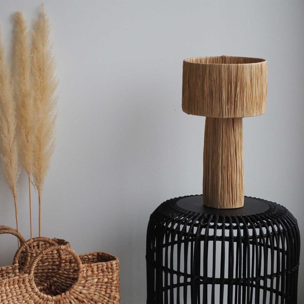 Lampe à poser beige en raphia naturel 45x28 — vue 4