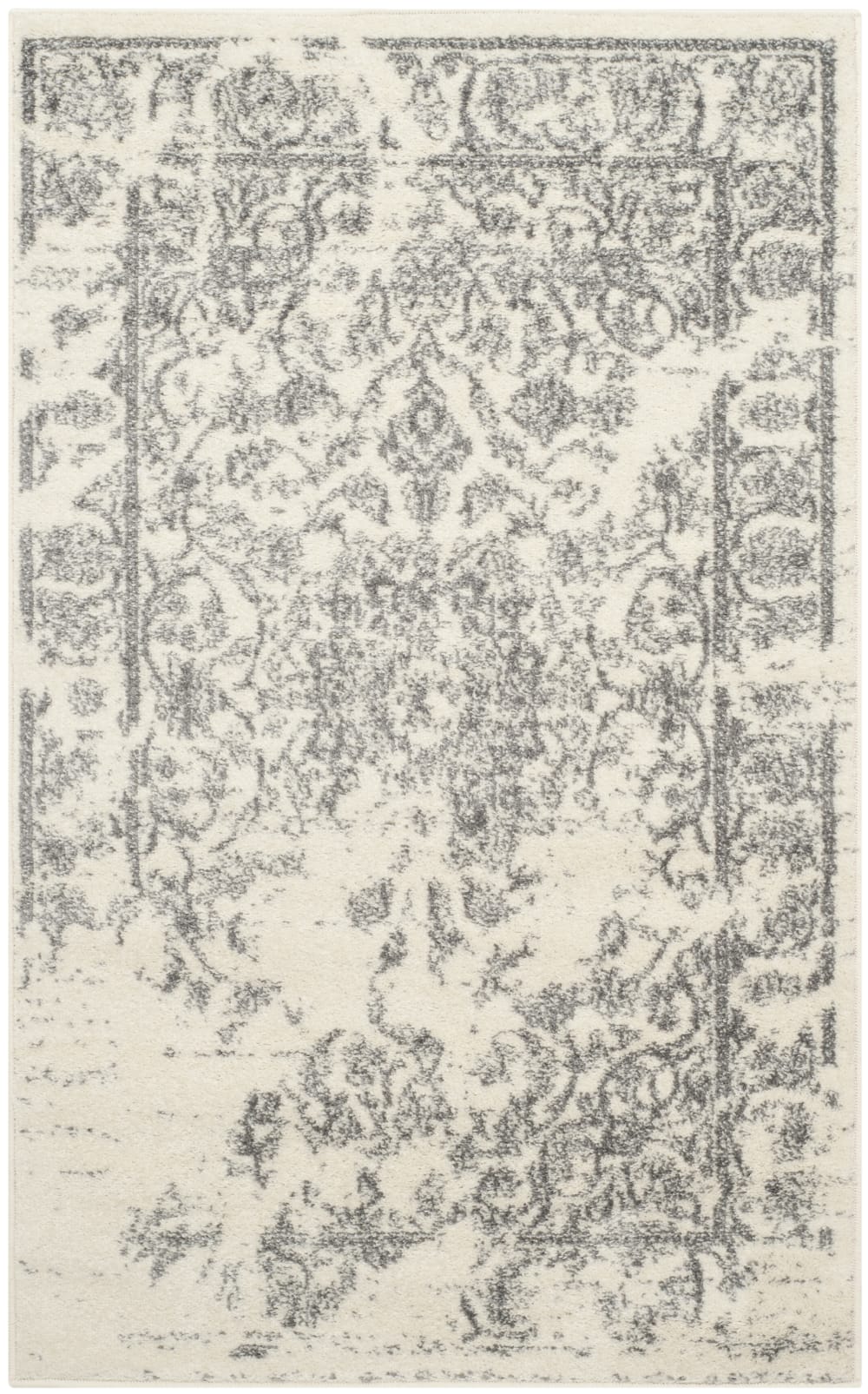 Tapis patiné en polypropylène blanc/argent, 122 x 183 cm