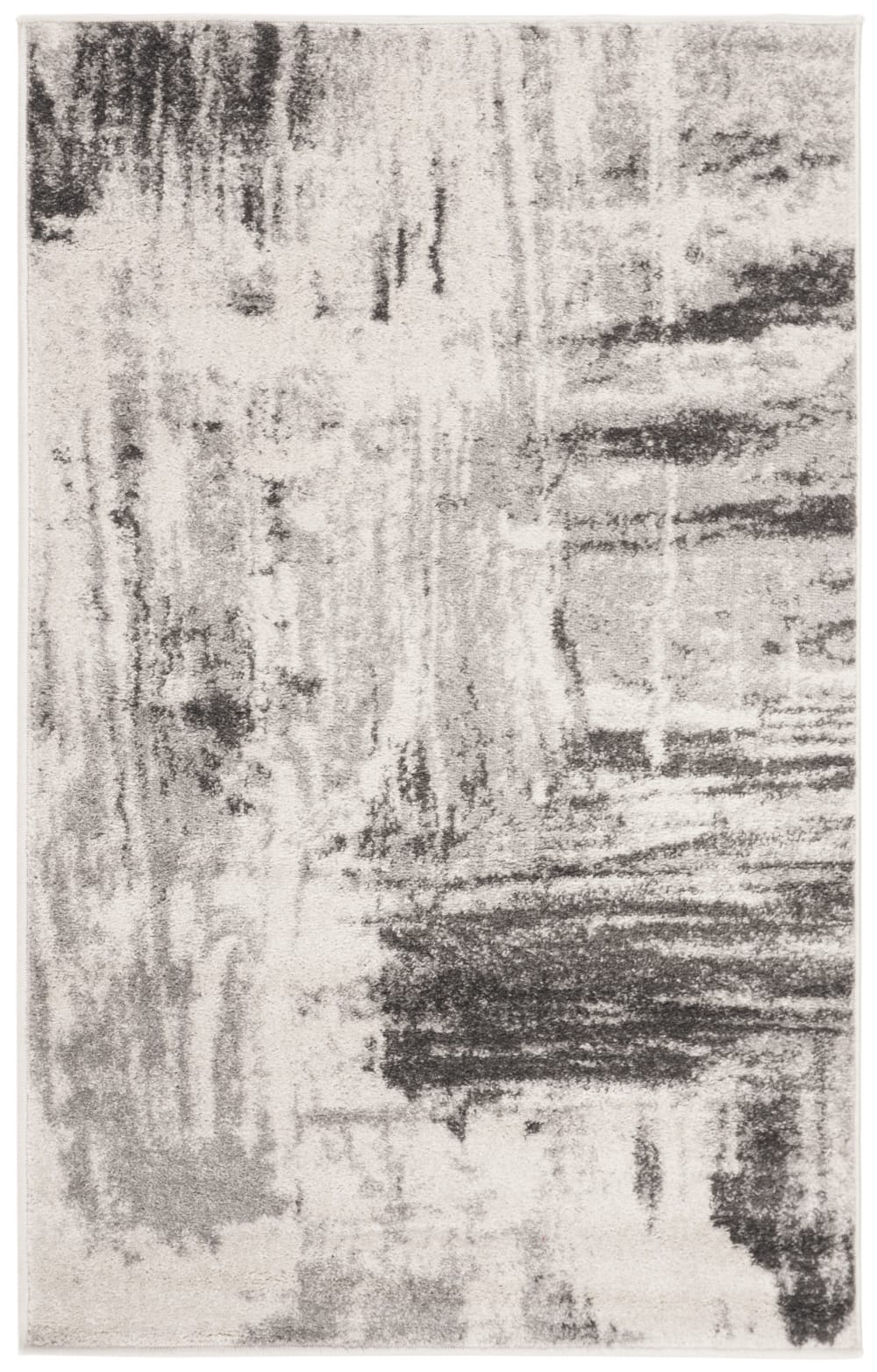 Tapis abstrait moderne en polypropylène blanc/gris, 122 x 183 cm